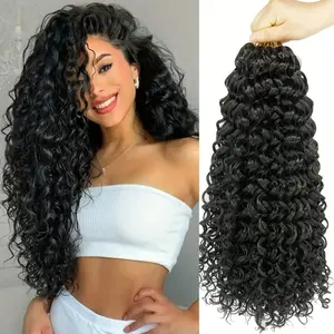 [New In]  Premium Burmese Virgin Deep Wave Crochet Human Hair 50g/Piece Soft Bouncy Curly Crochet Braids Hair Extensions for Daily Styling