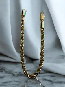 Twisted Rope 14k Gold Electroplated Bracelet