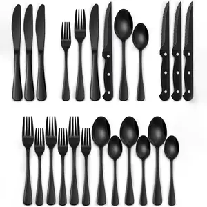 24-Piece Stainless Steel Cutlery Set, Durable Dinnerware Set for Home & Restaurant Use, Ideal Christmas Gift for Family Gatherings