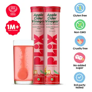 Plix Life Apple Cider Vinegar Effervescent Tablets 700mg ACV 2/4/8/12 Pack - Edible Supplement for Fitness and Healthcare, Choose Your Pack Natural Dietary -  Daily Fizzy drink for Overall Wellness