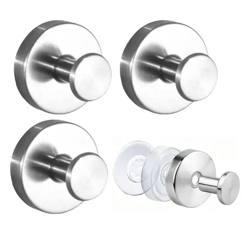 4-Pack Large Reusable Vacuum Suction Cup Towel Holders - Bathroom Hooks for Towels, Bathroom Organizing Accessories, 10lb Capacity, Glass/Tile Ready, Waterproof, Holds Loofah, Coat, Bath Robe (4 Spots Fit)