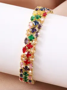 2026 Summer New Micro-Set Colorful Diamonds Dopamine Bracelet for Women, Luxury High-End Super Shiny Fashion Jewelry Accessory, Fashionable Chunky Bangles