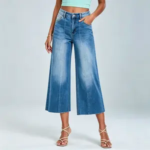 Women's Wide Leg Jeans High Waist Baggy Jean Loose Boyfriend Style Denim Pants Women's Flex Utility Capri Pant