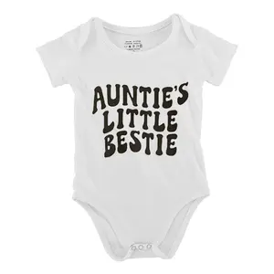 Funny baby babysuit Auntie's Little Bestie letter print baby short Sleeve Onesies Romper for Infant， Newborn Boys Girls Soft Casual Outfit, outdoor baby bodysuits