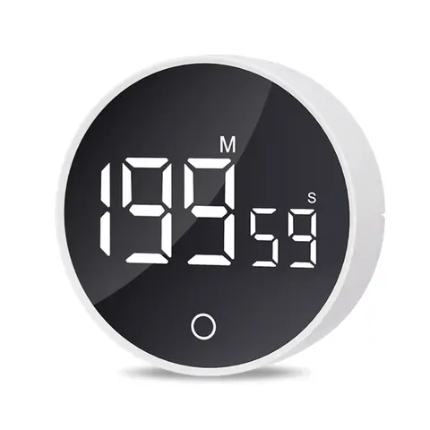 Magnetic LED Rotary Digital Kitchen Timer - Electronic Multifunctional Timer with Rotary Control, Digital Display, Adjustable Brightness, 3 Volume Levels, Loud/Silent Mode for Cooking, Time Management, Adjustable Brightness Timer