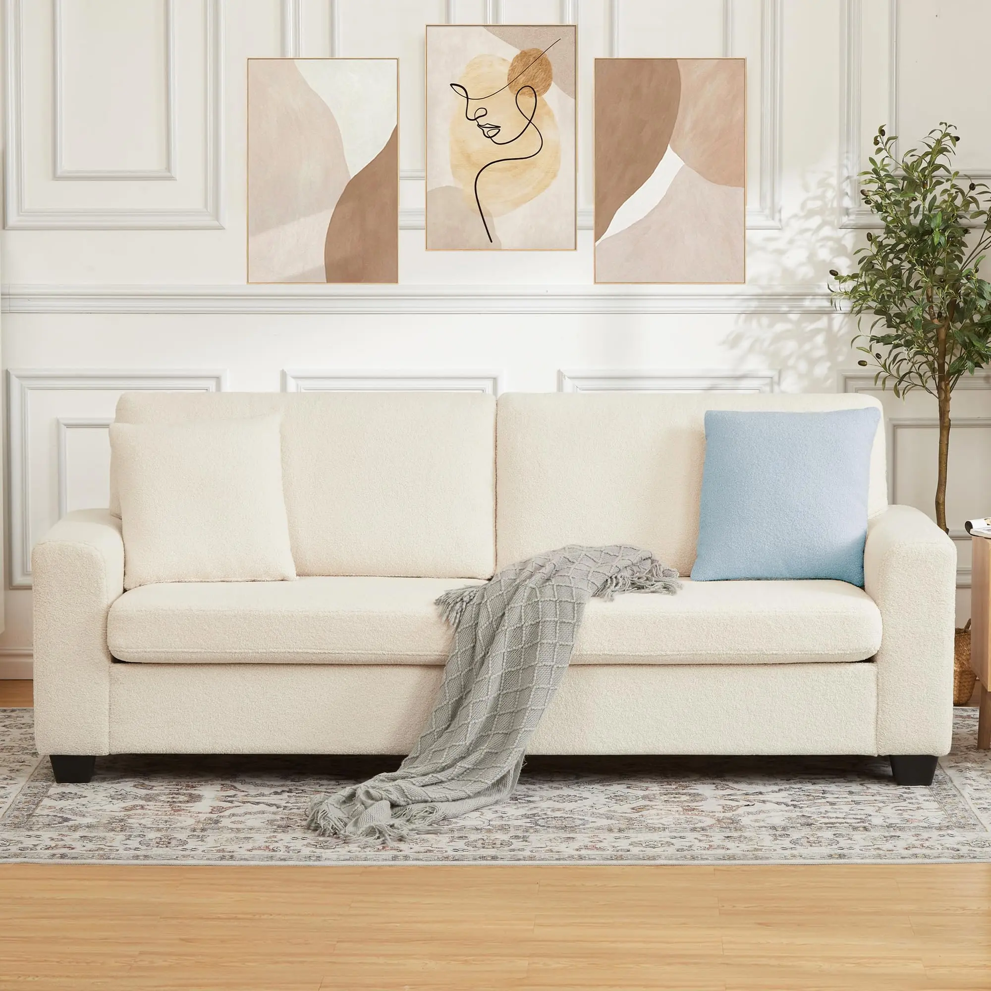 Garvee 83" Comfy Corduroy Sofa, Deep-Seat 3-Seater for Small Living Room, Tool-Free Setup, Detachable Cushions
