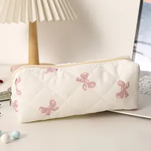 Korean High-Quality Bow Pencil Case, Girls' Simple Makeup Bag, Portable Pen Holder, Perfect Gift for Christmas, Halloween, Valentine's Day, Office Supplies, Office School Supplies