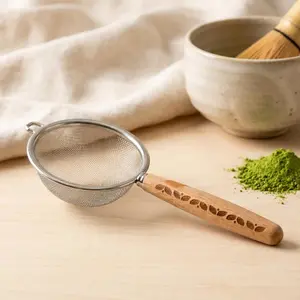 Matcha Sifter 60 Mesh with Wooden Handle Fine Mesh Powder Sifter for Matcha and Hojicha Ideal for Tea Lovers