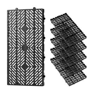 VEVOR Plastic Pallets (6 Pcs), 23.6"x11.8"x1.2" Black Nestable Lightweight Waterproof Organizer Storage Pad with Breathable Grid, Easy Installation for Basement, Warehouse Use (Tools & Hardware)