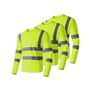 Hi Vis Shirts for Men, Safety Shirts Long Sleeve High Visibility Reflective Construction Shirts for Work 3-Pack