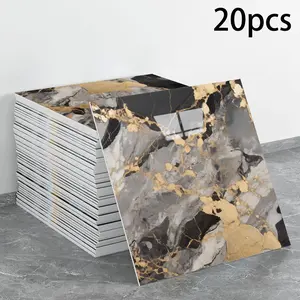 20 pieces of peel-and-stick waterproof marble tile wall panels, each measuring 11.8 inches by 11.8 inches, self-adhesive countertop tiles, PVC wall panels shower tiles, suitable for bathrooms, kitchens, Accent walls, white and gray color