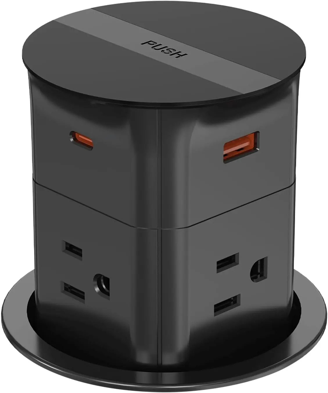 Pop up Outlet for Countertop,PD 20W USB C Fast Charging,3.15" Desk Grommet Power Station,4 Outlets,4-USB, Kitchen Island Pop Up Electrical Outlet, Office Recessed Power Supply,6ft Cord, Black| 6FT,PD 20W USB C,4 Outlets Tamper Resistant,3.15in Hole