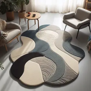 1 pcs Irregular geometric pattern living room rug, modern and creative rug, washable, non-slip, soft and comfortable plush rug, suitable for living room, bedroom, Fluffy Area Rug, Home Decor Rugs