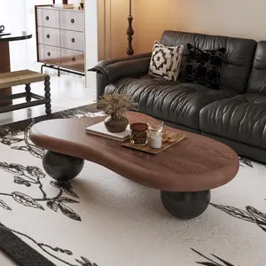 Irregular Cloud-Shaped Side Table with Eco-Friendly Lacquer Finish, Round Corners for Safety, Stable 3 Ball Legs, MDF Desktop, Easy Assembly, 200lbs Capacity for Living Room/Bedroom