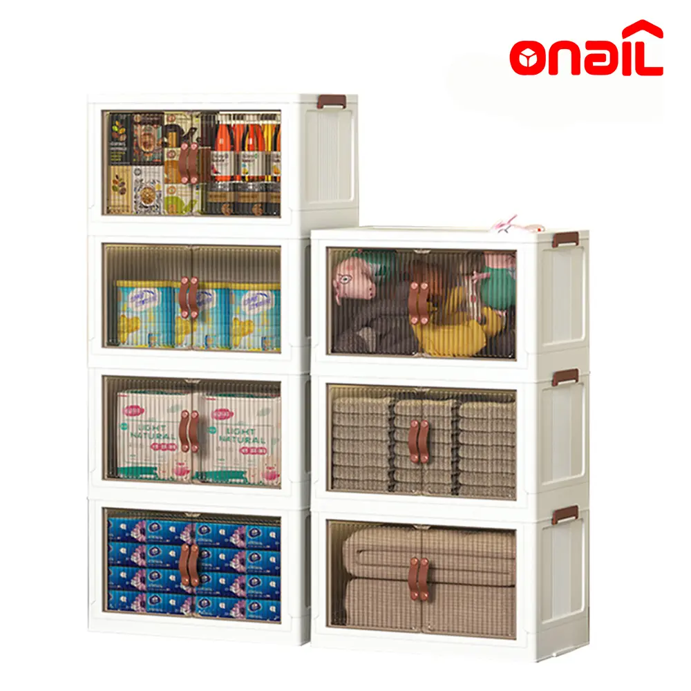 ONAIL Foldable Storage Bins 128QT with Lid Magnetic Doors & 360 Wheels Storage Boxes for Living Room Office Kitchen Dorm