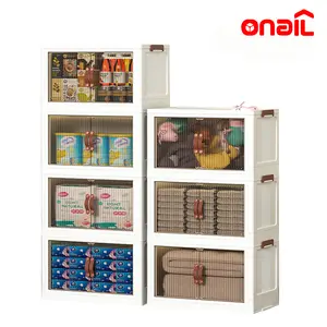 ONAIL Foldable Storage Bins 128QT with Lid Magnetic Doors & Lockable Wheels Stackable Storage Boxes for Living Room Office Kitchen Dorm