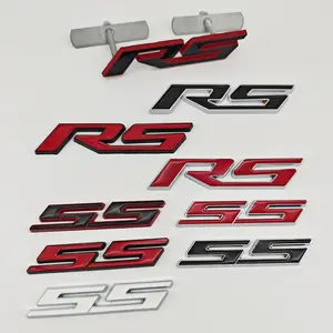 3D Metal SS RS Logo Sticker Front Grill Emblem Badge For Chevrolet Onix Blazer lumina Camaro Cruze Travers Monza Car Accessories