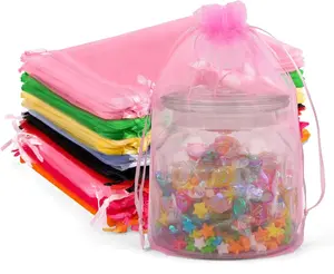 50 Pack Assorted Organza Bags 6x9 Inch, Mesh Drawstring Bags, Mesh Bag for Gifts Large Organza Bag for Wedding Party Favor Christmas