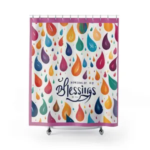 Blessings Shower Curtain - Versatile Window Treatment with Adjustable Handle, 100% Polyester, One-Sided Print, Hooks Not Included