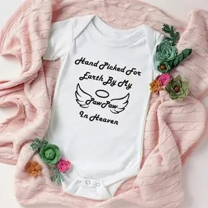 Hand Picked for Earth By My PawPaw in Heaven Toddler Baby Boys Girls Clothes Fashion Cotton Bodysuit Infant Jumpsuit