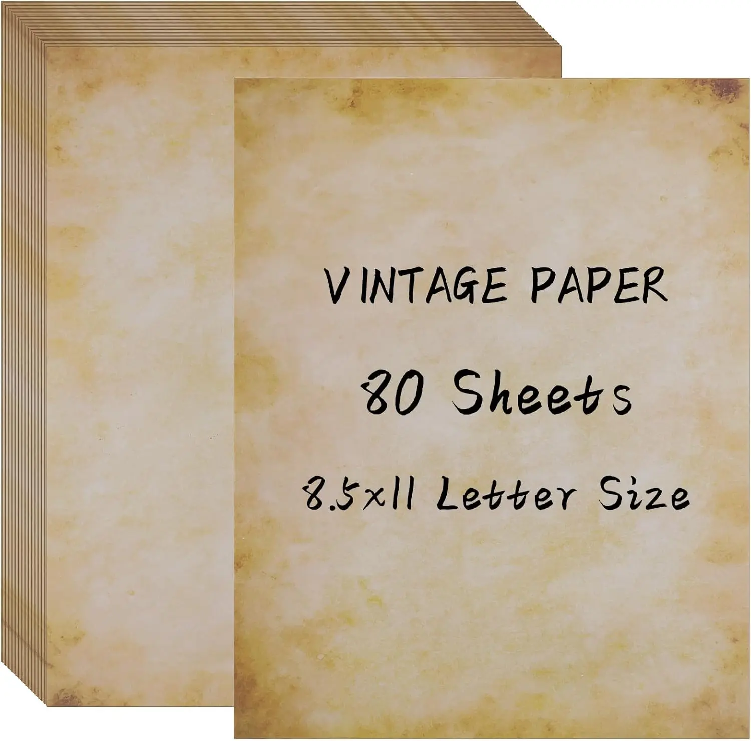 80 Sheets Vintage Paper, 8.5" x 11" Letter Size Printer Paper, Antique Stationery for Writing, Double-sided Aged Parchment Paper for Printing, Decorative Old Look for Invites Resume
