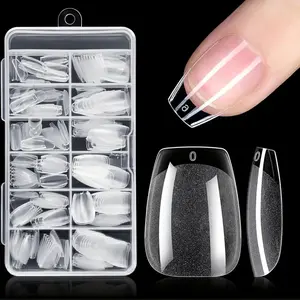 Short Ballet Shaped Fake Nails, 240pcs/box Transparent Soft Acrylic False Nails, Press On Nails False Nail Tips for Women & Girls DIY Nail Art Pressed On Nails