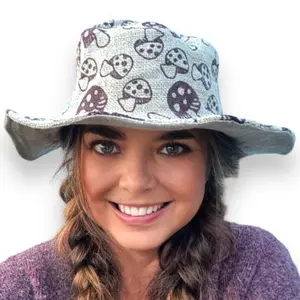 Mushroom Embellished Hemp Hat Unisex Fashion Accessory Festival fedorahats