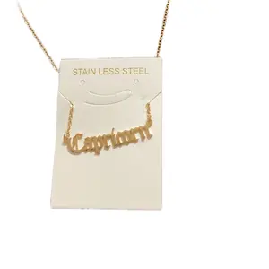 Gold Plated stainless steel Zodiac Necklace Female Male Metal Coating Daily