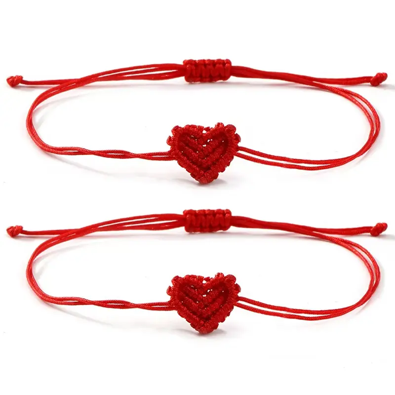 Rotunoe 2PCS Red String Couple Bracelets - Adjustable Matching BF and GF Good Luck Protection Jewelry, Romance Love Gifts for Boyfriend, Couple Gifts for Adults, Husband And Wife Gifts