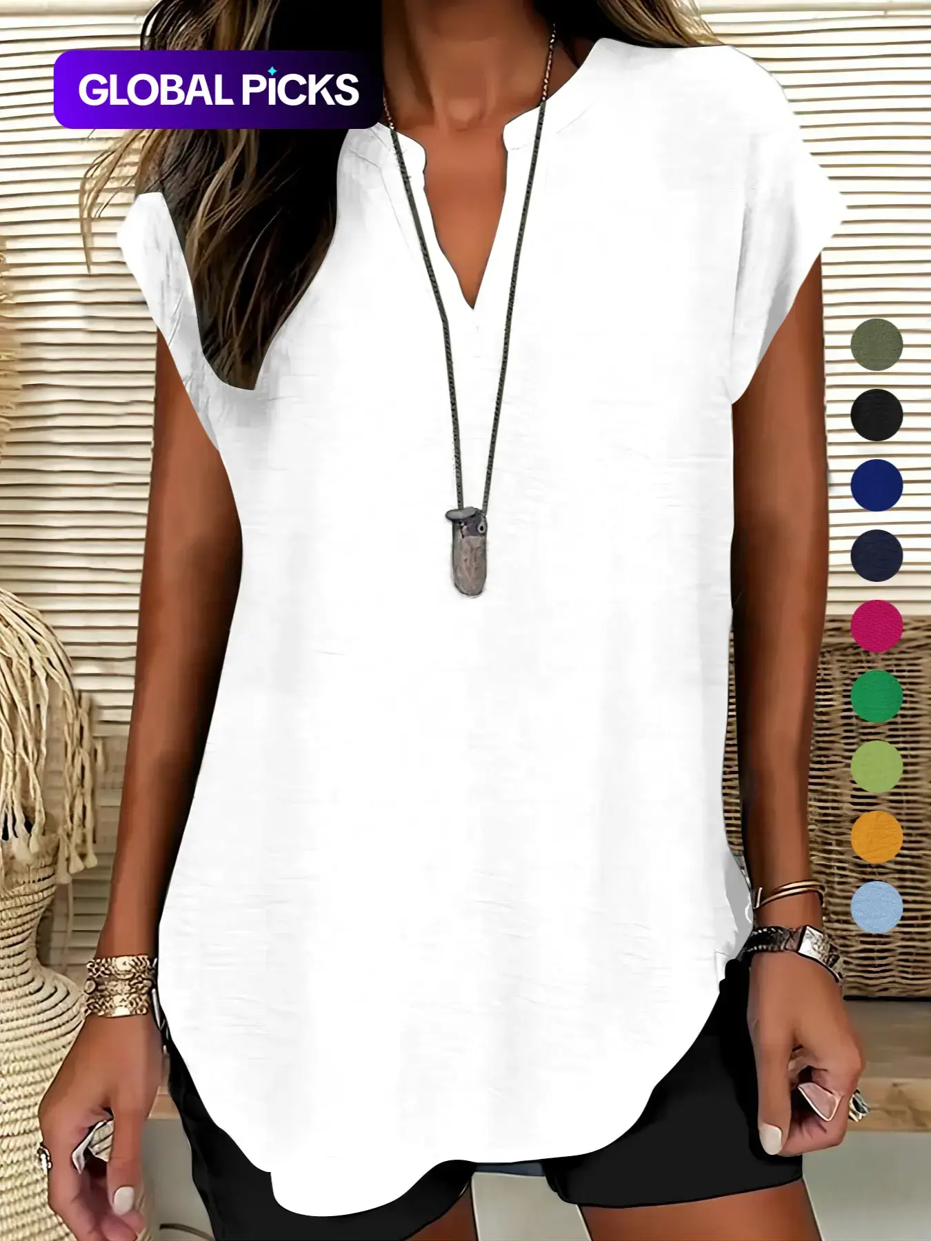 Women's Plain Notched Neck Fitted Blouse, Shirts, Casual Fashion Fitted Classy Elegant Minimalist Basic Top for Summer, Ladies Clothes for Daily Wear, Womenswear