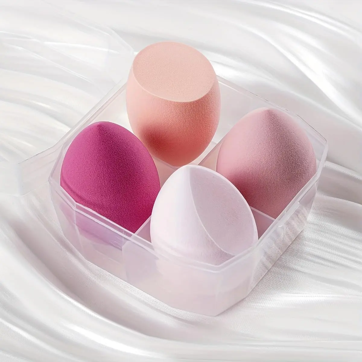 4 Pcs Latex-Free Oval Synthetic Makeup Blender Sponges Set - Pink Beauty Tools for Beauty Enthusiasts, Comfortable Shape for Dry/Wet Use, Blending Foundation, Concealer, Cream Blush, Powder for Flawless, Smooth, Streak-Free Airbrushed Finish