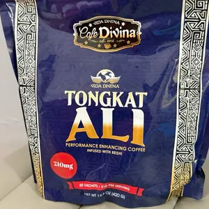 Vida Divina Tongkat Ali Coffee 20 Sachets Infused with Organic Reishi Ginseng & Herbal Ingredients 14.8 oz Total Volume 210 Sachets for Immune Support