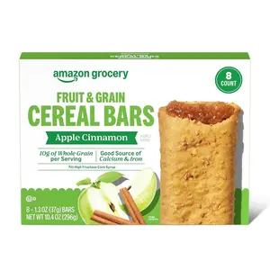 Amazon Grocery, Apple Cinnamon Fruit & Grain Cereal Bars, 1.3 Oz, 8 Ct