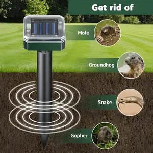 1/2/4 Pcs Solar Powered Pest Repeller, IP44 Waterproof Sonic Repellent Device, Effectively Repel Moles, Rats, Snakes, Cats, Birds, Ideal for Yard Garden Farm Lawn