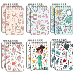 Nurses' Day Mini Loose-Leaf Notebook — Spiral-Bound Pocket Notepad, Lined Memo Pad, Cartoon-Themed Nurses' Day Party Supplies, Notebook, American Style, Cartoon Theme, Cute & Portable Notepad, Pocket-Sized Notebook, Nursing Students, Stationery Supplies