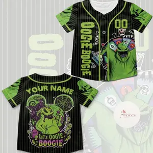 Personalized Oogie Boogie Inspired Baseball Jersey, Halloween Custom Button Shirt, Spooky Character Fan Gift