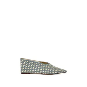 NEIZA-DENIM STUDDED WEDGE PUMP