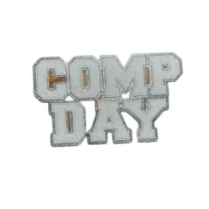 12 Inch Comp Day White Chenille Patch | Cute patch | iron on patch | Trendy Patches | Pink Patches | Girly Patches | Chenille Patch