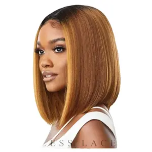 Honey Blonde Bob Wig 10 inches Human Hair Glueless Lace Front Wig Straight Highlight Bob Wig  HD Lace Short Bob Wig for Women