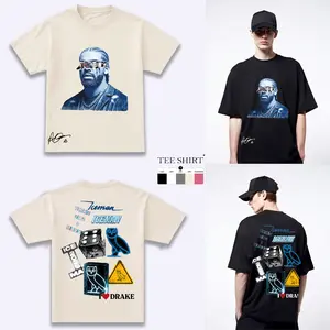 Drake Iceman T-Shirt - Vintage Black Graphic Tee with Blue Portrait Tape Sunglasses Front, OVO Owl Dice I Love Drake Back Print, Bold Streetwear Top Gift for Drake Fans