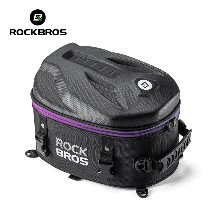 ROCKBROS Waterproof Hard Shell Motorcycle Rear Seat Tail Bag, 12.5L Storage Bag with Visibility-Enhancing Reflective Trim