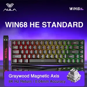 AULA WIN68HE MAX RGB Backlit Gaming Keyboard 8000Hz Return Rate Fast Trigger Mechanical Esports Keyboard for PC Valorant Backpack