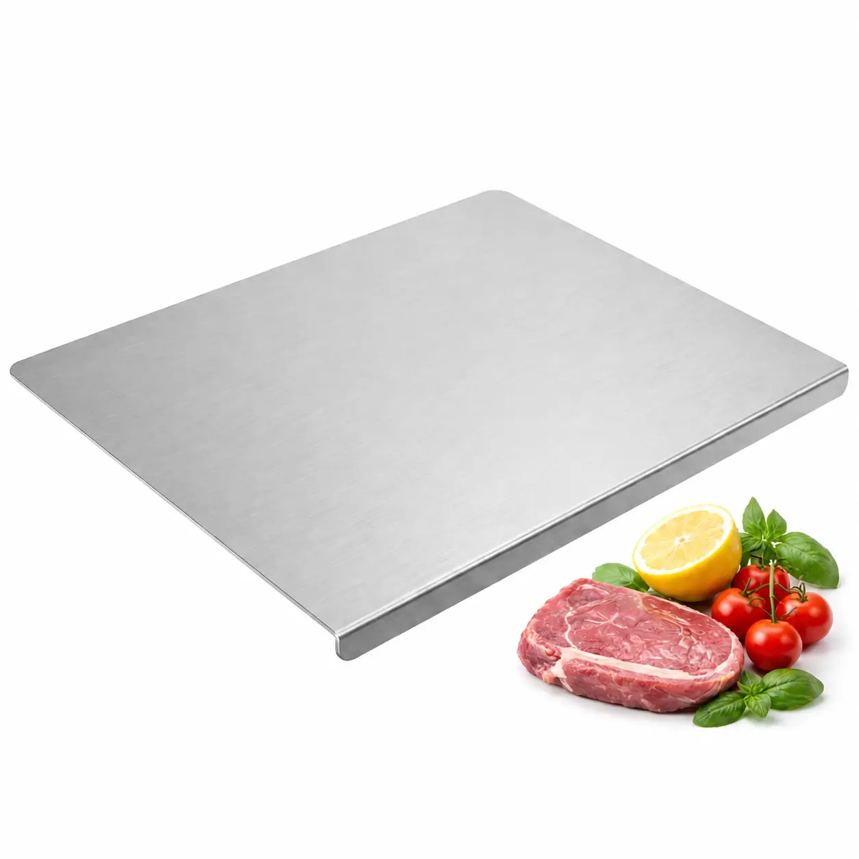 NULAS Engraved Rectangle Stainless Steel Chopping Board (15.7x19.69in) - L-Shaped Edge, Heavy-Duty Kitchen Mat, Dishwasher Safe, Easy to Clean, Ideal Holiday Gift for Home Cooks for Meal Prep & Dicing, Chopping Boards