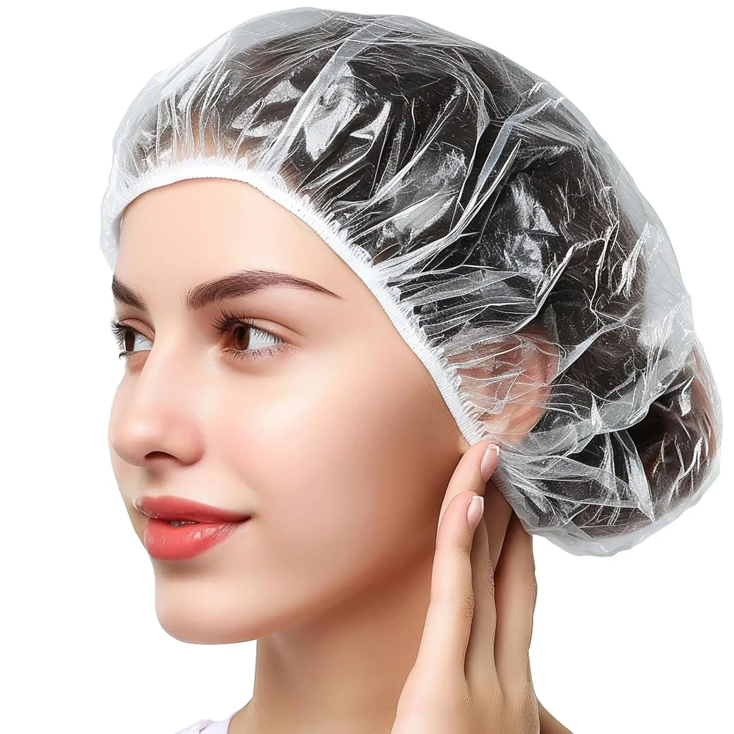 Disposable Shower Cap, Shower Cap Set, 100pcs Waterproof Hair Cap, Hair Cap for Women & Girls, Travel & Gym Must-have, Keep Hair Dry During Spa & Swimming, Cover