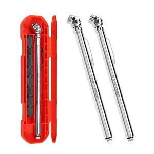 Pencil Tire Pressure Gauge 2 Pack (10-50PSI, 20-120PSI) with 16 Tire Caps Calibrated to ANSI B40.1 Grade B(2%), Stainless Steel Body, Car Accessories for Cars, Pickups, RVs, Bicycles