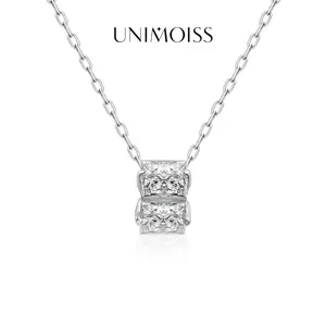 UniMoiss Moissanite 3.2ct Love Cube Pendant Necklace Silver-Plated Valentine's Day Wedding Engagement Anniversary Romantic Elegant Gift Daily Wear