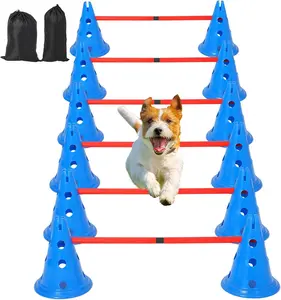 Portable Dog Agility Equipment - Adjustable Hurdle Cones, Rods, 70" Tunnel, Jump Ring, Weave Poles, Adjustable Hoop, Treat Pouch, Pause Box, Storage Bag - for Puppies & Adult Dogs,35pcs