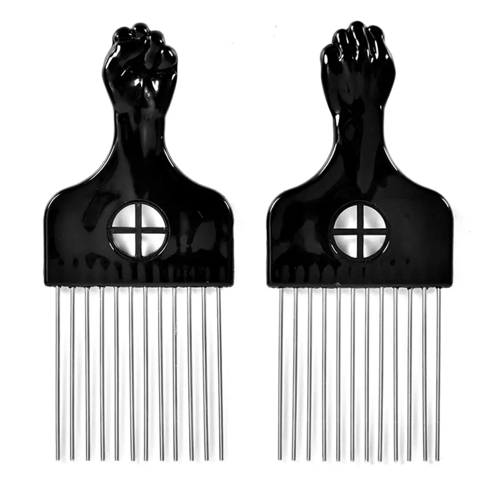 YEAME 2-Pack Metal Teethed Comb Hair Picks - Professional Styling Tools for Afro Curly Hair (Black), Teeth, Combs For Hair Stylist, Curly Hairstyles