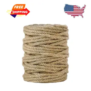5mm Jute Rope, 100 Feet 4Ply Twisted Heavy Duty and Thick Twine Rope