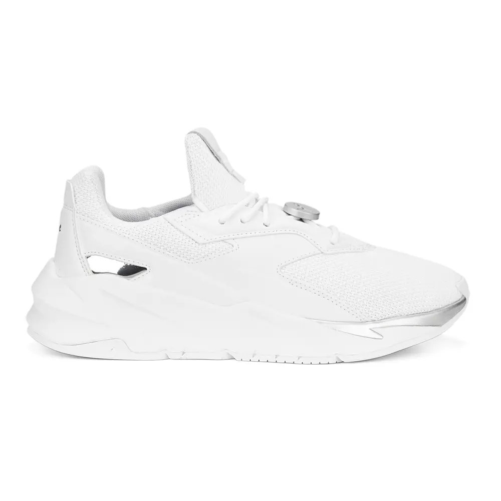 PUMA Womens Fier Nitro Metallic Lace Up Sneakers Shoes Casual - White
